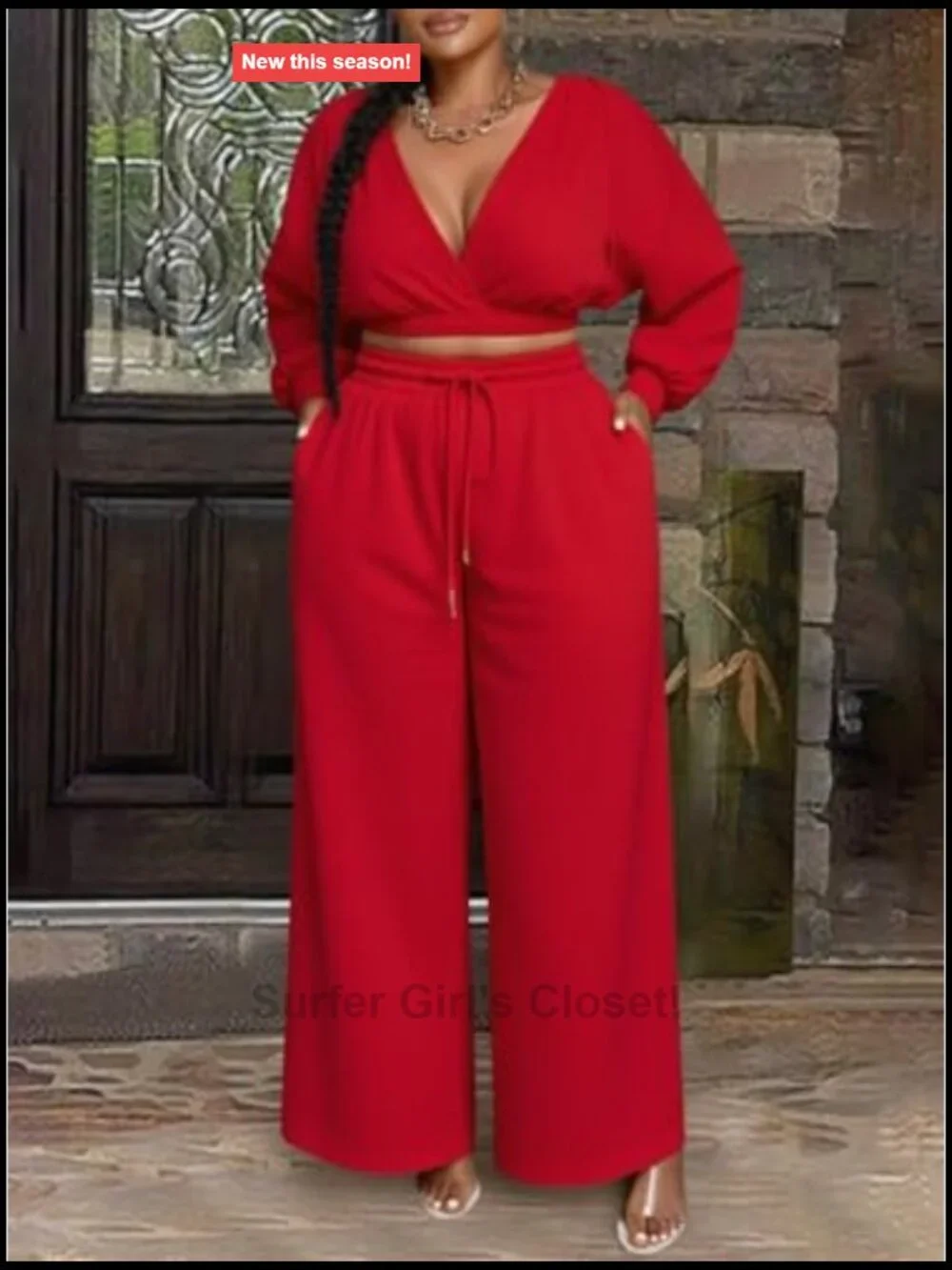 2 Piece Lounge Set Crop Hoodie Wide Leg Sweatpants Tracksuit
